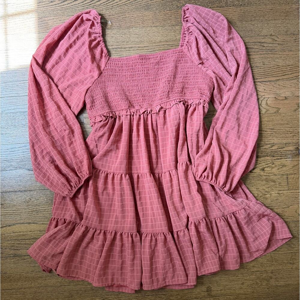 Altar'd State Ballon Long Sleeve Rose Dress Size XLarge